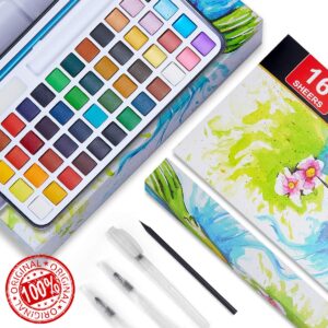 PANDAFLY Watercolor Paint Set, 48 Vivid Colors in Portable Box, Perfect Travel Watercolor Set for Kids, Artists, Beginners, Amateur Hobbyists and Painting Lovers