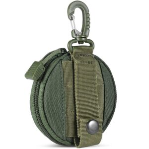 Small Molle Pouch Accessories, Upgraded EDC Pouches Military Gear, Tactical Bag Case as Coin Purse Keychain, Case Wallet, Wireless Headset Pack. (Green)