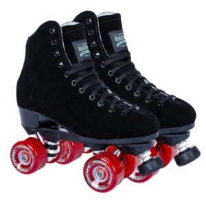 sure grip boardwalk unisex outdoor roller skate - suede material, abec 3 bearings, soft 78a motion 62mm red wheels - polyurethane wheel material (red motion)