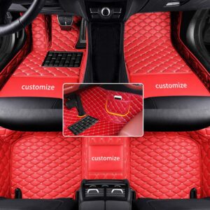 muchkey car floor mats fit for 95% custom style luxury leather all weather protection floor liners full car floor mats red