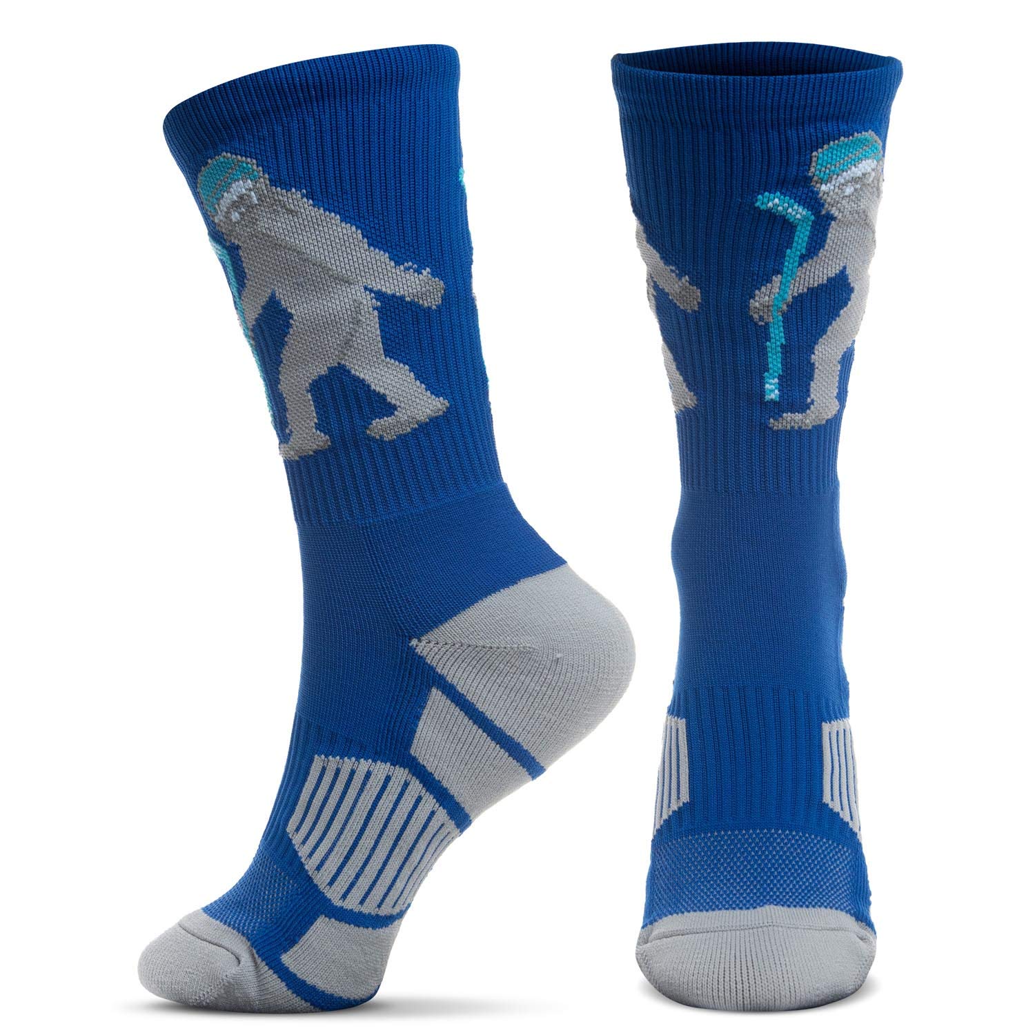 ChalkTalkSPORTS Hockey Athletic Woven Mid-Calf Socks | Hockey Yeti Socks | Blue