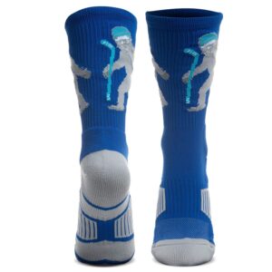 ChalkTalkSPORTS Hockey Athletic Woven Mid-Calf Socks | Hockey Yeti Socks | Blue