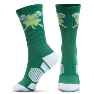 chalktalksports lacrosse athletic mid-calf woven socks | lacrosse shamrock socks | green