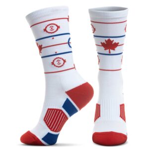 ChalkTalkSPORTS Hockey Athletic Woven Mid-Calf Socks | Hockey Canada Rink Socks | White