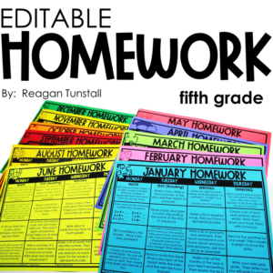 editable homework 5th grade