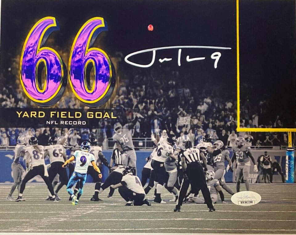 JUSTIN TUCKER AUTOGRAPHED SIGNED 8X10 PHOTO BALTIMORE RAVENS JSA COA