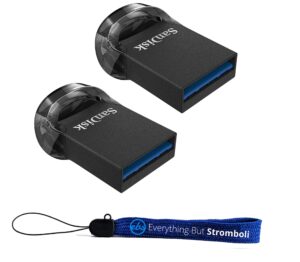 sandisk 512gb ultra fit usb 3.1 flash drive (bulk 2 pack) low profile (sdcz430-512g-g46) high speed memory pen drive bundle with (1) everything but stromboli lanyard
