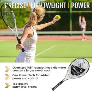 HEAD Geo Speed Adult Tennis Racket - Pre-Strung Head Light Balance 27.5 Inch Racquet - 4 3/8 In Grip, Black/White