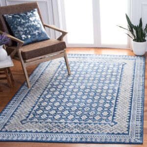 SAFAVIEH Brentwood Collection 8' x 10' Navy / Beige BNT899N Traditional Oriental Distressed Non-Shedding Living Room Bedroom Dining Home Office Area Rug