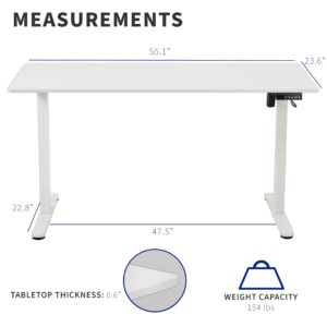 VIVO Electric 55 x 24 inch Stand Up Desk, Complete Height Adjustable Standing Home & Office Workstation with Memory Controller, White Top, White Frame, DESK-E155TW