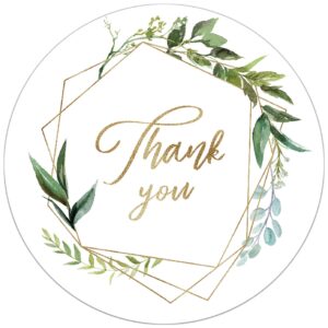 greenery frames thank you stickers, 2 inch thank you stickers, 50 thank you labels perfect for small business owners, wedding, birthday party favors, thanks envelope, gift box.