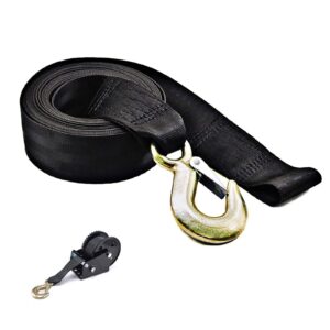 boat winch strap, heavy duty tow straps with hook and loop end for boat, trainler, wave runner, fishing jet ski,towing replacement securing tie down marine - 2" x 20', break strength 6600lbs