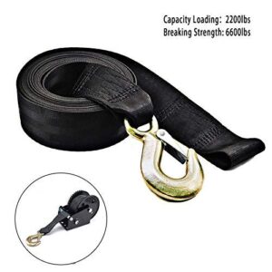 Boat Winch Strap, Heavy Duty Tow Straps with Hook and Loop End for Boat, Trainler, Wave Runner, Fishing Jet Ski,Towing Replacement Securing Tie Down Marine - 2" x 20', Break Strength 6600lbs