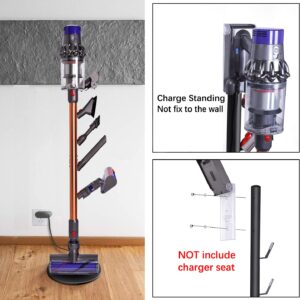 XIGOO Storage Stand Holder Compatible with V15 Detect, V11 V10 V8 V7 V6 Cordless Vacuum Cleaners and Accessary, Floor Docking Station Metal Organizer Bracket with 5 Hooks, Black