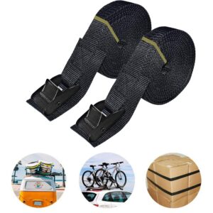 16ft Tie Down Straps, Lashing Straps Heavy Duty up to 700lbs，Adjustable Cam Buckle Tie-Down Straps for Motorcycle, Cargo, Trucks,Trailer,SUP, Kayak, Luggage- Black 2 Pack