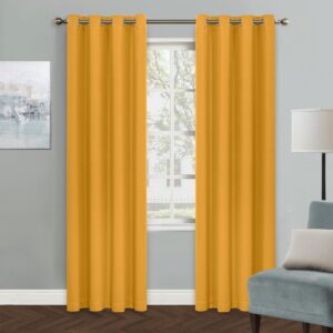 mysky home yellow blackout curtains for living room bedroom curtains 84 inches long grommet room darkening window curtains thermal insulated single panel curtains 52 x 84 inch, mustard yellow