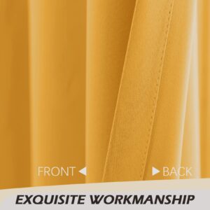 MYSKY HOME Yellow Blackout Curtains for Living Room Bedroom Curtains 84 Inches Long Grommet Room Darkening Window Curtains Thermal Insulated Single Panel Curtains 52 x 84 Inch, Mustard Yellow