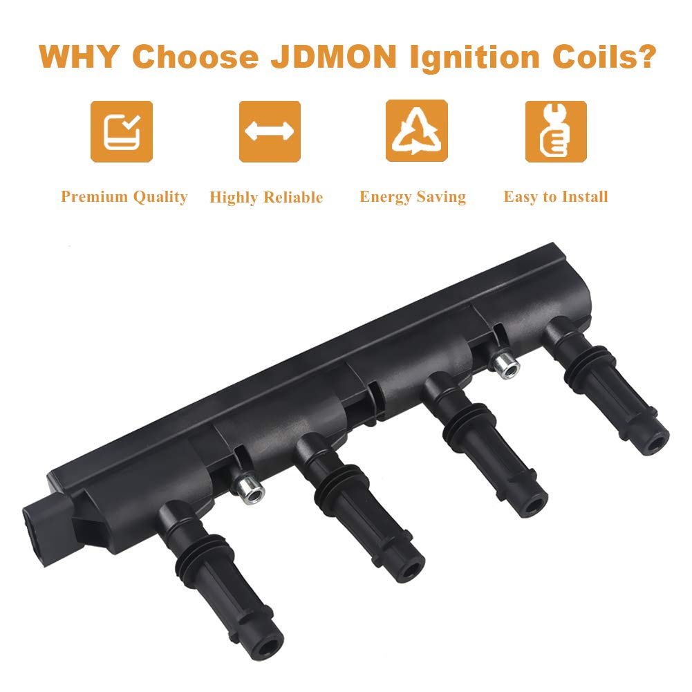 JDMON Ignition Coil Pack Compatible with Chevy Cruze Sonic Trax Volt Buick Encore 2013-2018 Cadillac ELR 2014-2016 1.4L L4 Replace for UF669 55577898 55579072 D521C