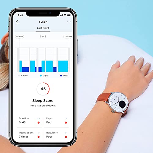 Withings Scanwatch - Smart watch & Activity Tracker: Heart Monitor, Sleep Tracker, Smart Notifications, Step Counter, Waterproof with 30-Day Battery Life, Android & apple smart phone compatible, GPS