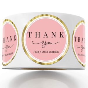 500 thank you for your order stickers, chic pink thank you stickers for small business, thank you for your business label stickers, 1.4 inches thank you stickers roll.