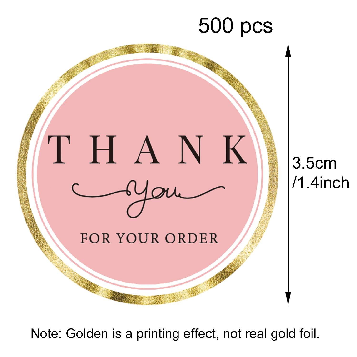 500 Thank You for Your Order Stickers, Chic Pink Thank You Stickers for Small Business, Thank You for Your Business Label Stickers, 1.4 Inches Thank You Stickers Roll.