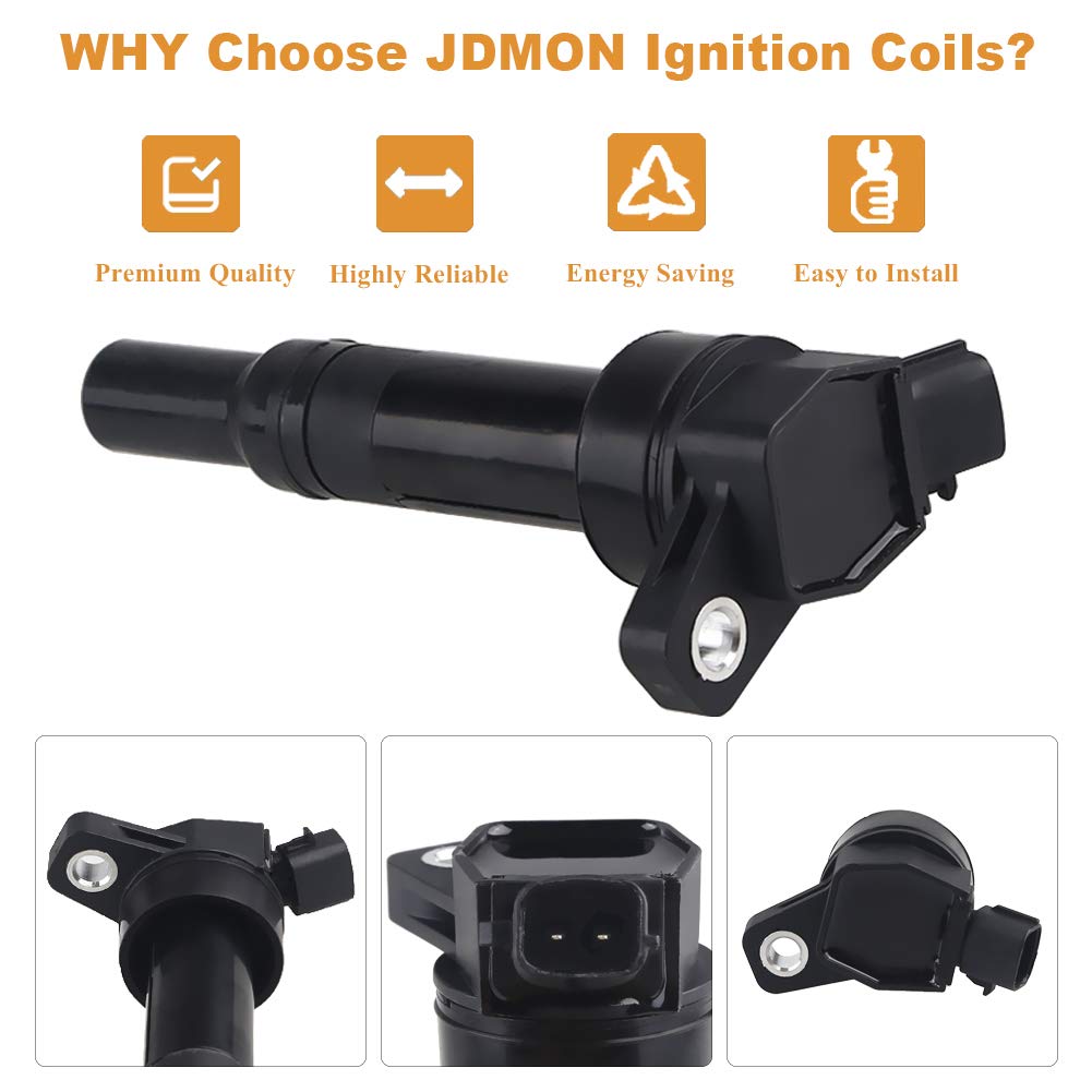 JDMON Ignition Coils Compatible with Kia Soul Forte Hyundai Elantra Tucson Elantra GT 1.8L 2.0L 2011-2016 Replaces UF651 273002E000 Coil Pack