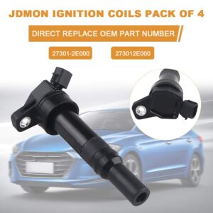 JDMON Ignition Coils Compatible with Kia Soul Forte Hyundai Elantra Tucson Elantra GT 1.8L 2.0L 2011-2016 Replaces UF651 273002E000 Coil Pack