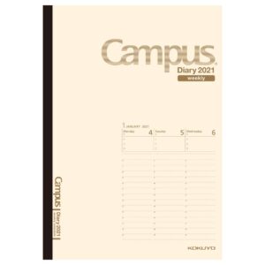 kokuyo campus diary 2021 weekly type vertical a5, cream (ãƒ‹-cwvls-a5-21)