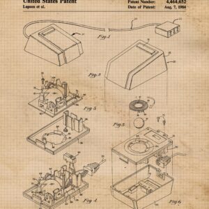 Vintage Electronic Device Patent Prints, 4 (8x10) Unframed Photos, Wall Art Decor Gifts Under 20 for Home Office Apple Studio PC Chip Garage School College Student Teacher Coach Software Engineer Fans