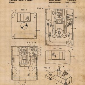 Vintage Electronic Device Patent Prints, 4 (8x10) Unframed Photos, Wall Art Decor Gifts Under 20 for Home Office Apple Studio PC Chip Garage School College Student Teacher Coach Software Engineer Fans