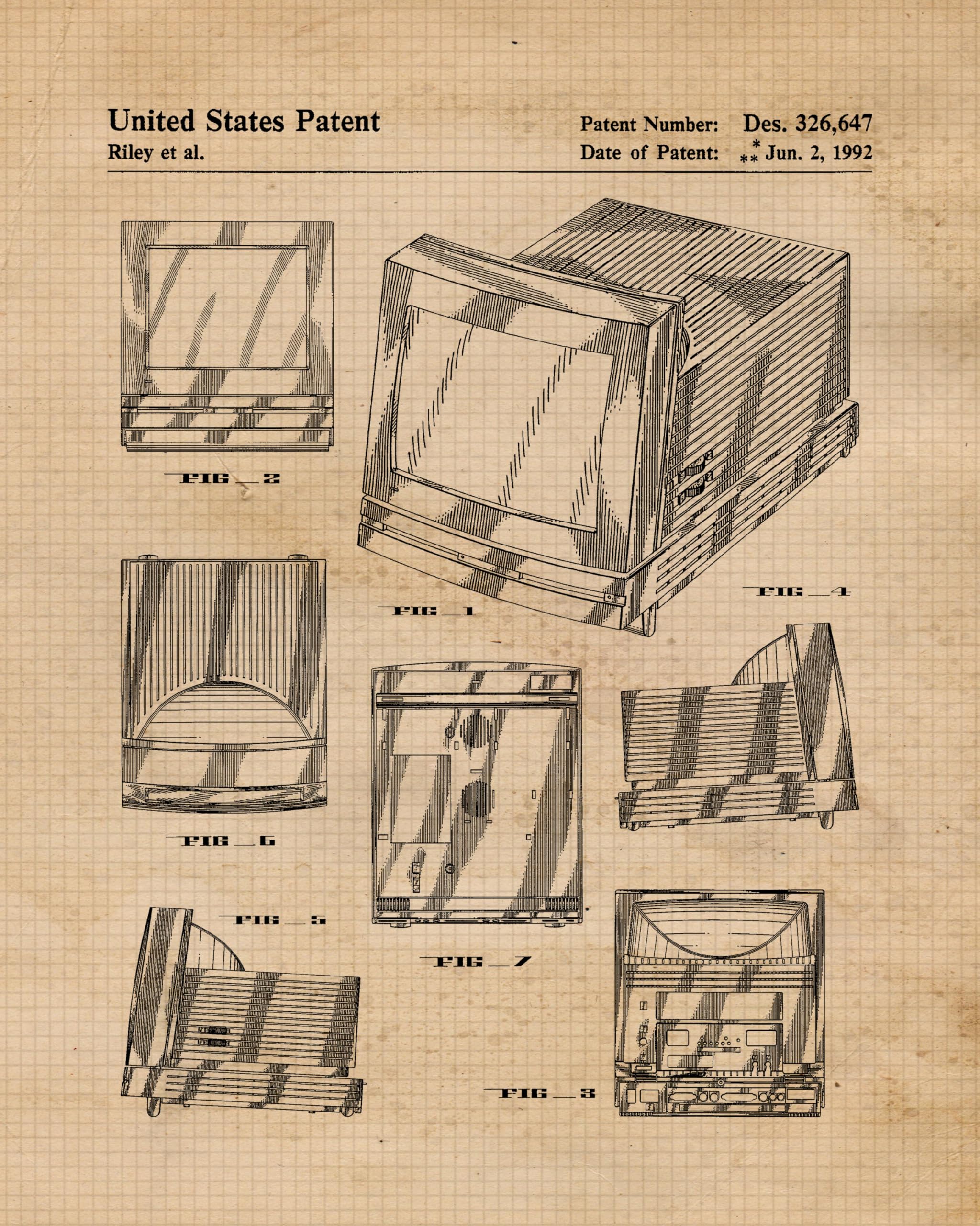 Vintage Electronic Device Patent Prints, 4 (8x10) Unframed Photos, Wall Art Decor Gifts Under 20 for Home Office Apple Studio PC Chip Garage School College Student Teacher Coach Software Engineer Fans