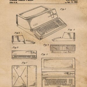 Vintage Electronic Device Patent Prints, 4 (8x10) Unframed Photos, Wall Art Decor Gifts Under 20 for Home Office Apple Studio PC Chip Garage School College Student Teacher Coach Software Engineer Fans