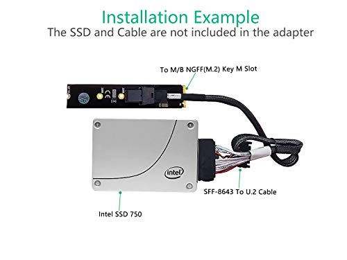 M.2 Module with Mini-SAS HD (SFF-8643) 36-Pin Connector for U.2 (SFF-8639) NVMe SSD (Upward miniSAS) - Support Intel 750 2.5-inch U.2 SFF SSD