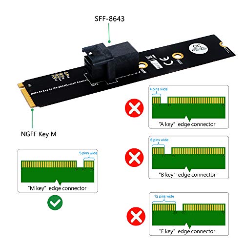 M.2 Module with Mini-SAS HD (SFF-8643) 36-Pin Connector for U.2 (SFF-8639) NVMe SSD (Upward miniSAS) - Support Intel 750 2.5-inch U.2 SFF SSD