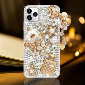 guppy for iphone 11 pro max case women luxury 3d bling shiny rhinestone diamond crystal pearl handmade pendant iron tower pumpkin car flowers soft protective anti-fall case for iphone 11 pro max