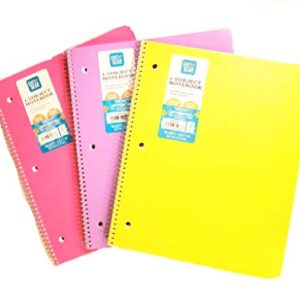 Pen + Gear 3 Pack Poly 1-Subject Notebook Writing Journal - Wide Ruled, Colors Vary (Pink, Purple, Teal, Yellow)