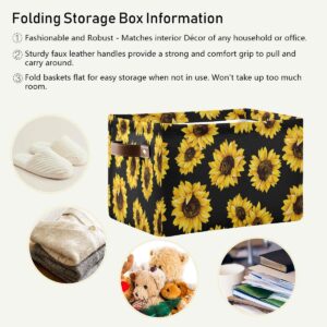 STAYTOP Large Storage Basket Collapsible Toy Storage Bins Waterproof Laundry Basket with Handle.Used for Home Closets, Offices, Bedrooms, Kids Toy and Gift Baskets-Vibrant Sunflower（Rectangular)1PCS