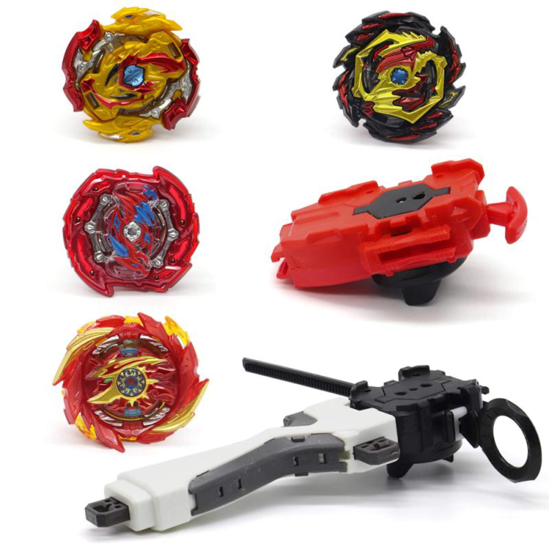 FANSETOYUMA Bey Battle Tops Metal Fusion Burst Turbo Gyro Evolution Set with 4D Launcher Grip and Stadium-Red