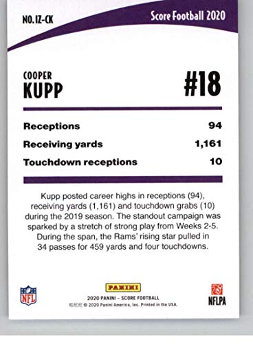 2020 Score In the Zone #15 Cooper Kupp Los Angeles Rams NFL Football Trading Card