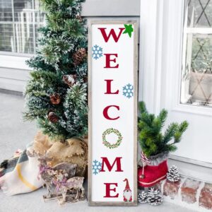 Large Welcome Stencils for Painting on Wood - Vertical Welcome Sign for Front Porch Decor - Stencils for Crafts Reusable - Farmhouse Stencils & Drawing Templates for Signs, Canvas, Walls & Art Decor