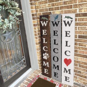 Large Welcome Stencils for Painting on Wood - Vertical Welcome Sign for Front Porch Decor - Stencils for Crafts Reusable - Farmhouse Stencils & Drawing Templates for Signs, Canvas, Walls & Art Decor