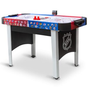 48" mid-size nhl rush indoor hover hockey game table; easy setup, air-powered play with led scoring, multicolored