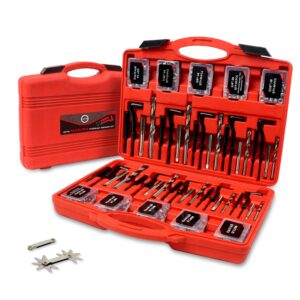 akm 338pc thread repair kit, hss drill helicoil repair kit sae&metric，1/4" 5/16" 3/8" 7/16" 1/2" m5 m6 m8 m10 m12 kit with thread gauge