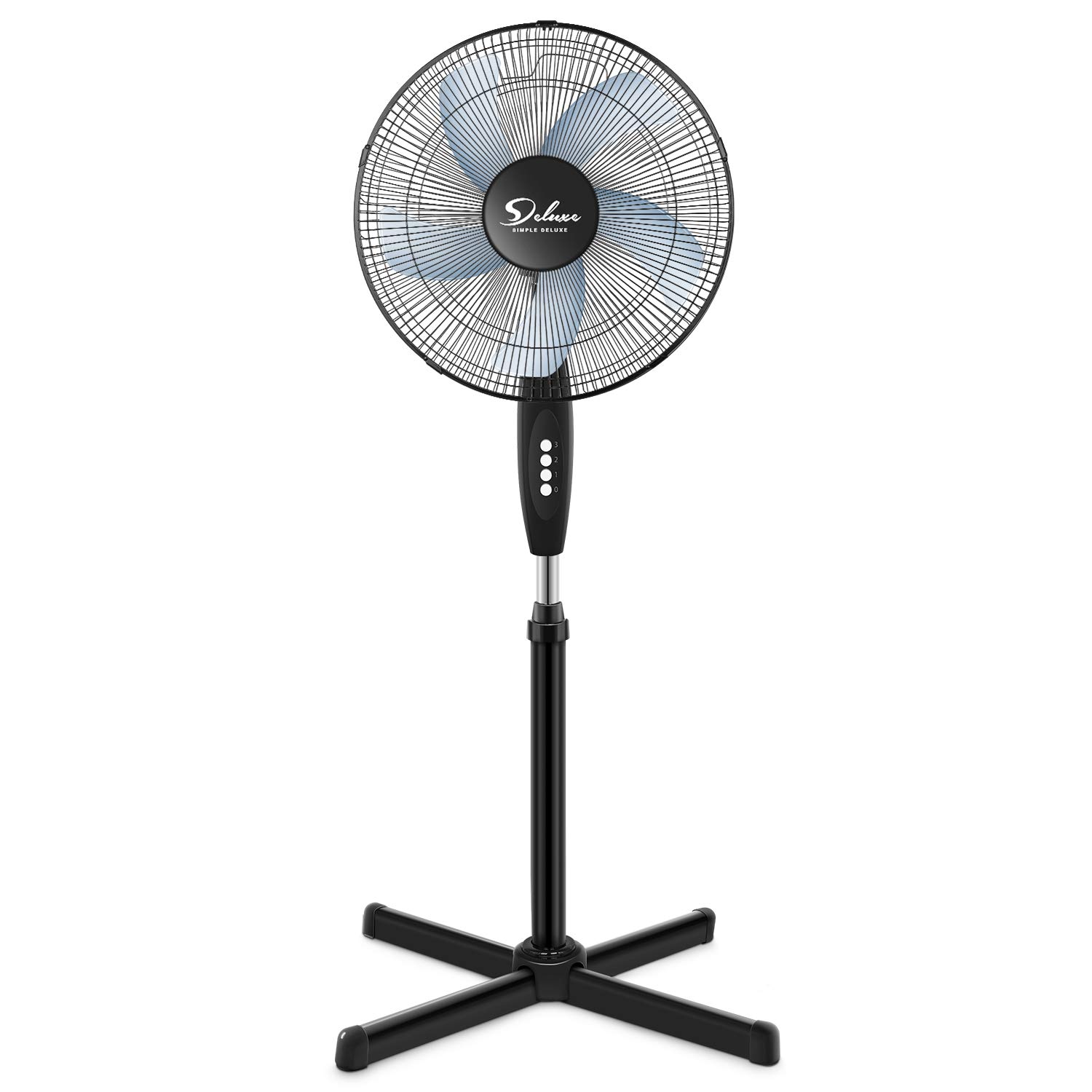 Simple Deluxe Oscillating 16″ 3 Adjustable Speed Pedestal Stand Fan for Indoor, Bedroom, Living Room, Home Office & College Dorm Use, 16 Inch, Black