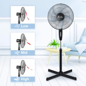 Simple Deluxe Oscillating 16″ 3 Adjustable Speed Pedestal Stand Fan for Indoor, Bedroom, Living Room, Home Office & College Dorm Use, 16 Inch, Black