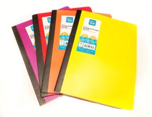 pen + gear poly composition notebook, college ruled, pack of 4- purple, yellow, orange, red