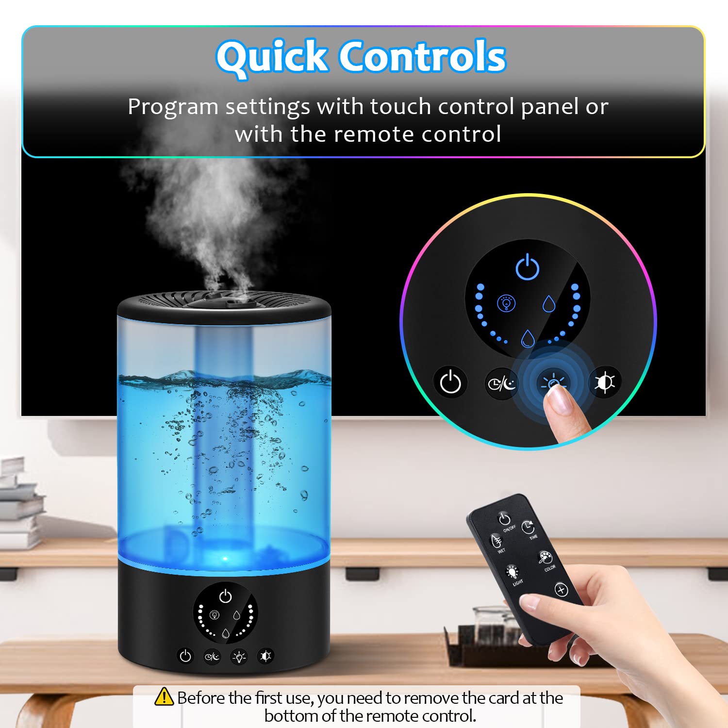 Cool Mist Humidifier, Ultrasonic Air Humidifiers for Bedroom Baby Home, 5L Top Fill Large Humidifier with LED Touch Display, Adjustable Mist Levels, Timer, Auto Shut-Off, Sleep Mode, Ultra Quiet