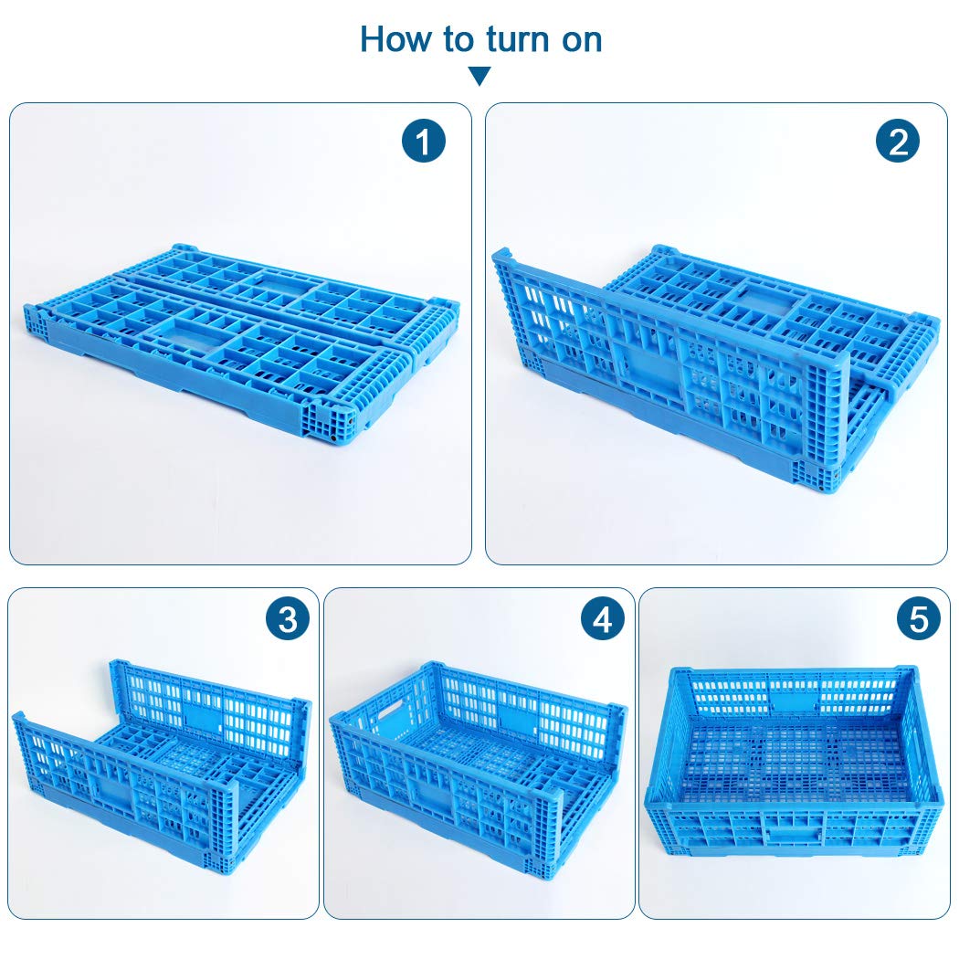 QTJH Collapsible Storage Bin Containe，52 Liter Transfer box,crate Transit storage of various items (23.6" L x 15.7" W x 8.6" H)