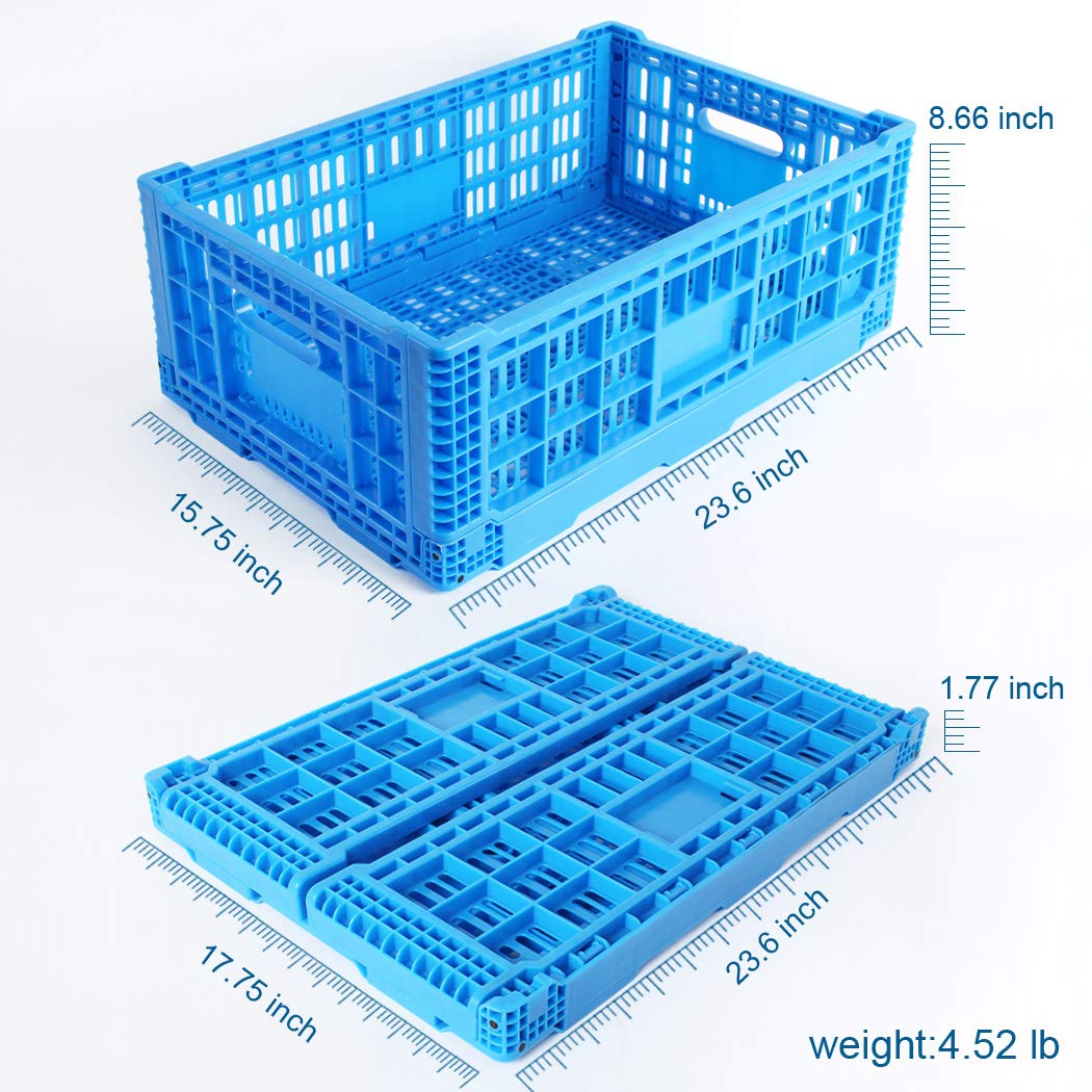 QTJH Collapsible Storage Bin Containe，52 Liter Transfer box,crate Transit storage of various items (23.6" L x 15.7" W x 8.6" H)