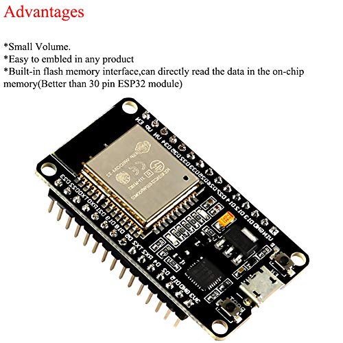 ESP-WROOM-32 ESP32 ESP-32S Development Board 2.4GHz Dual-Mode WiFi + Bluetooth Dual Cores Microcontroller Processor Integrated with Antenna RF AMP Filter AP STA Compatible with Arduino IDE (3PCS)